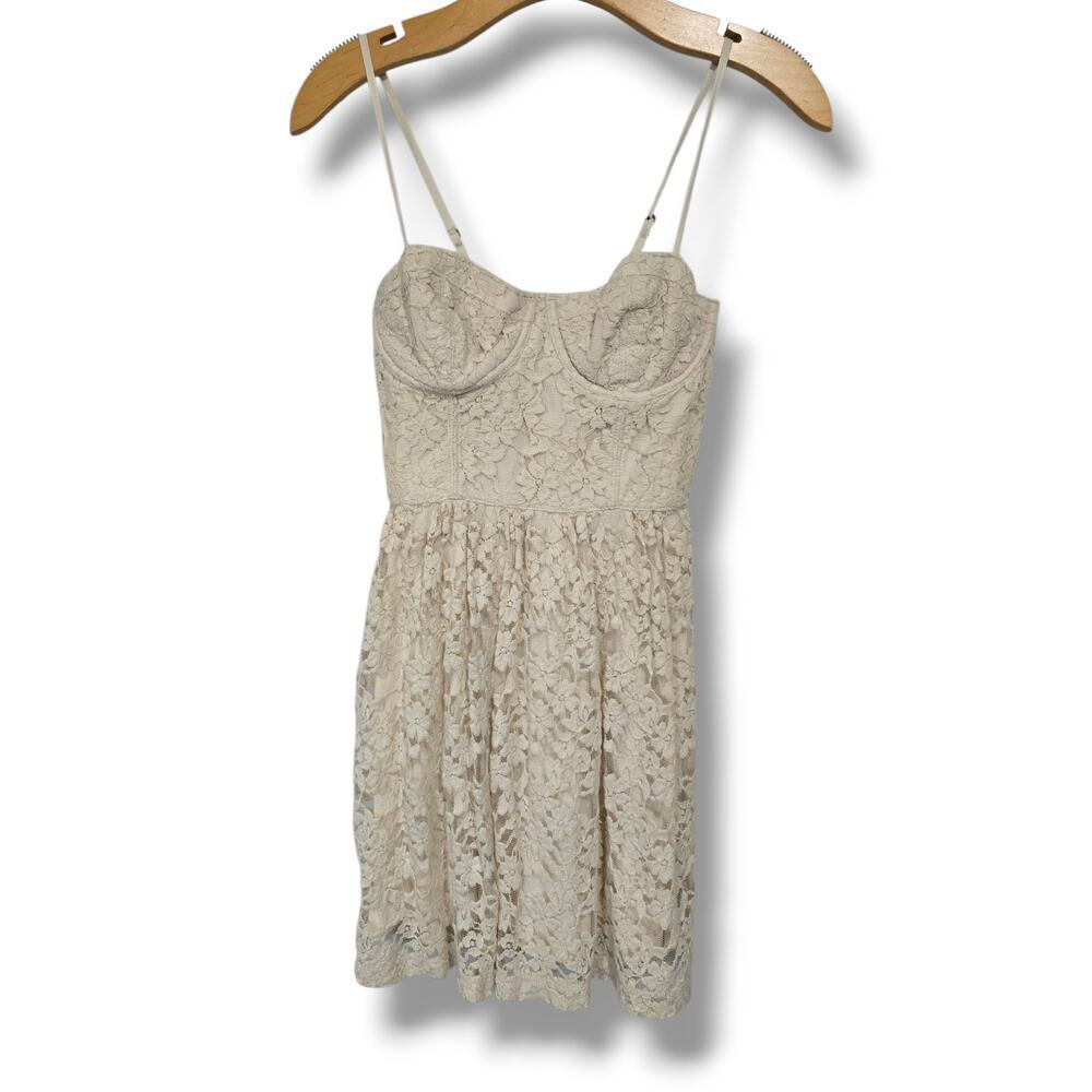 Abercrombie & Fitch Cream Floral Lace Bustier Mini Dress – Small